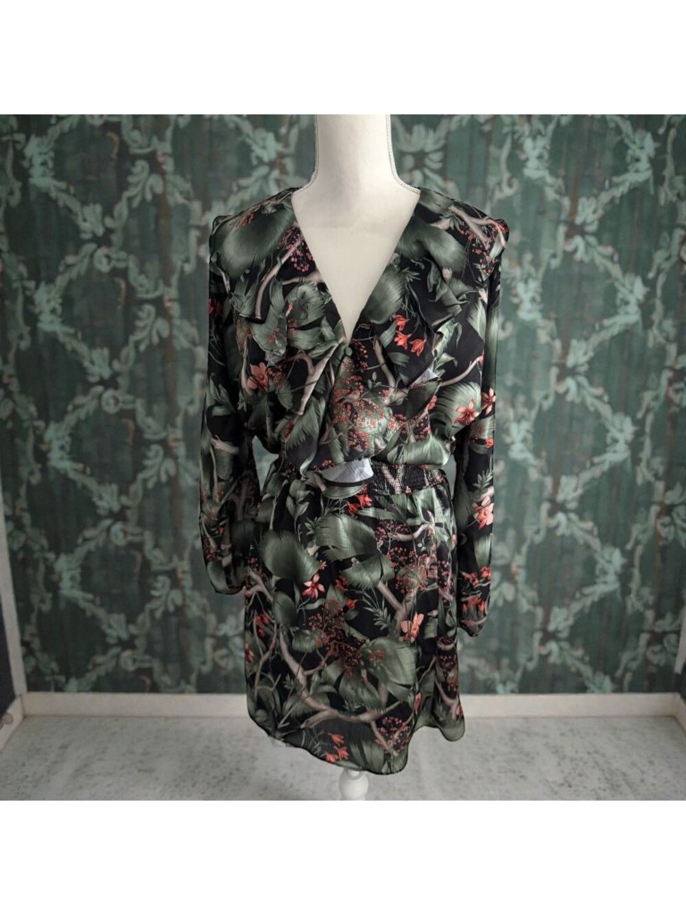 JOHANNA ORTIZ x H&M Botanical Fauna Long Sleeve Dress Size Small